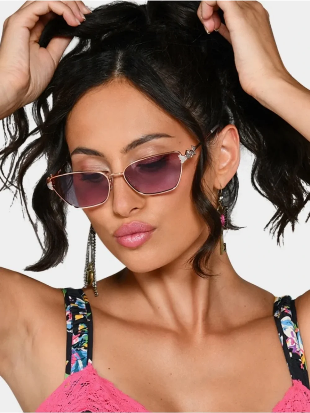 Betsey Johnson Blush Boss Butterfly Cat Eye Sunglasses New